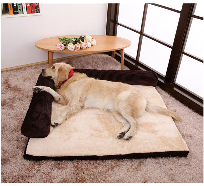 Corduroy Dog Sofa Bed | Ultra-Soft Pet Bed for Comfort & Anxiety Relief