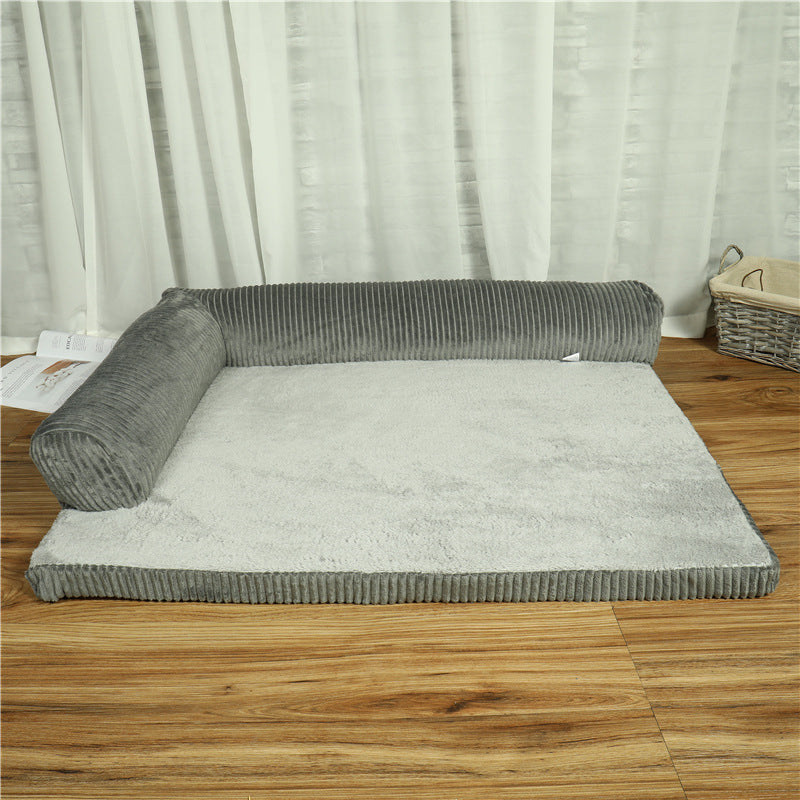 Corduroy Dog Sofa Bed | Ultra-Soft Pet Bed for Comfort & Anxiety Relief