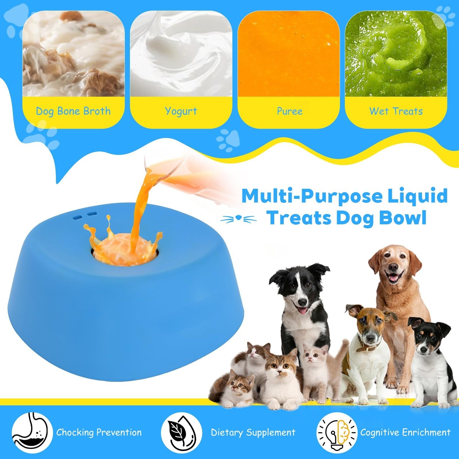 Slow Feeder Dog Bowl | Anti-Choking Lick Bowl for Calm Feeding & Anxiety Relief
