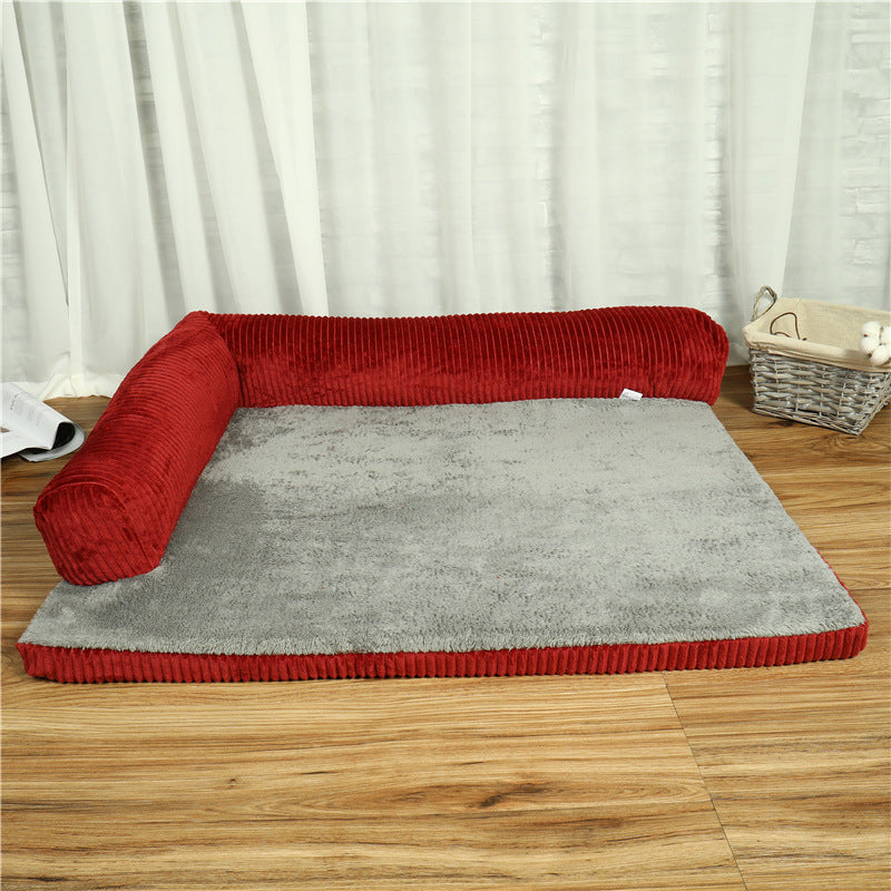 Corduroy Dog Sofa Bed | Ultra-Soft Pet Bed for Comfort & Anxiety Relief