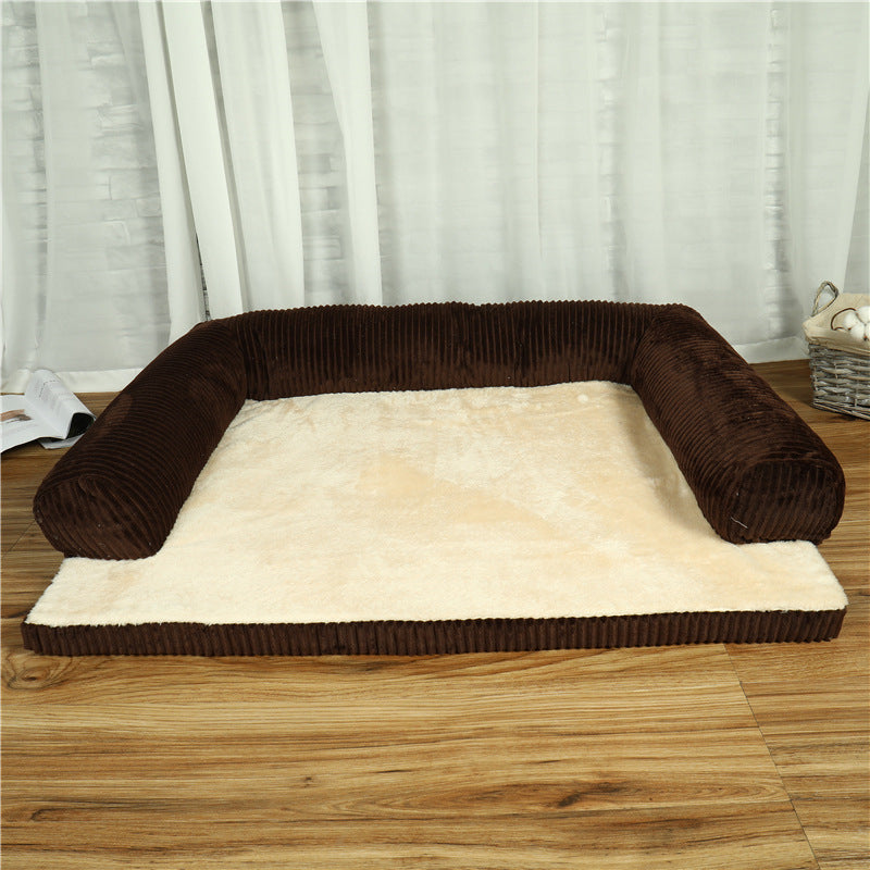 Corduroy Dog Sofa Bed | Ultra-Soft Pet Bed for Comfort & Anxiety Relief